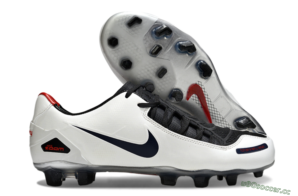 Men's Nike Air Zoom Total 90 Laser FG Firm Ground Low-Tops Football Boots - White/Black/Red 2