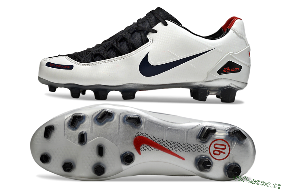 Men's Nike Air Zoom Total 90 Laser FG Firm Ground Low-Tops Football Boots - White/Black/Red 1