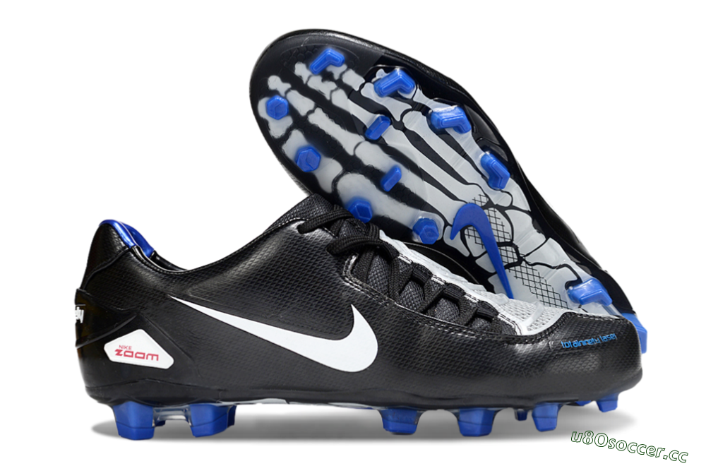 Men's Nike Air Zoom Total 90 Laser FG Firm Ground Low-Tops Football Boots - Black/White/Blue 2