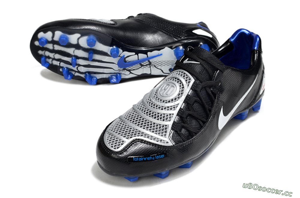Men's Nike Air Zoom Total 90 Laser FG Firm Ground Low-Tops Football Boots - Black/White/Blue 3