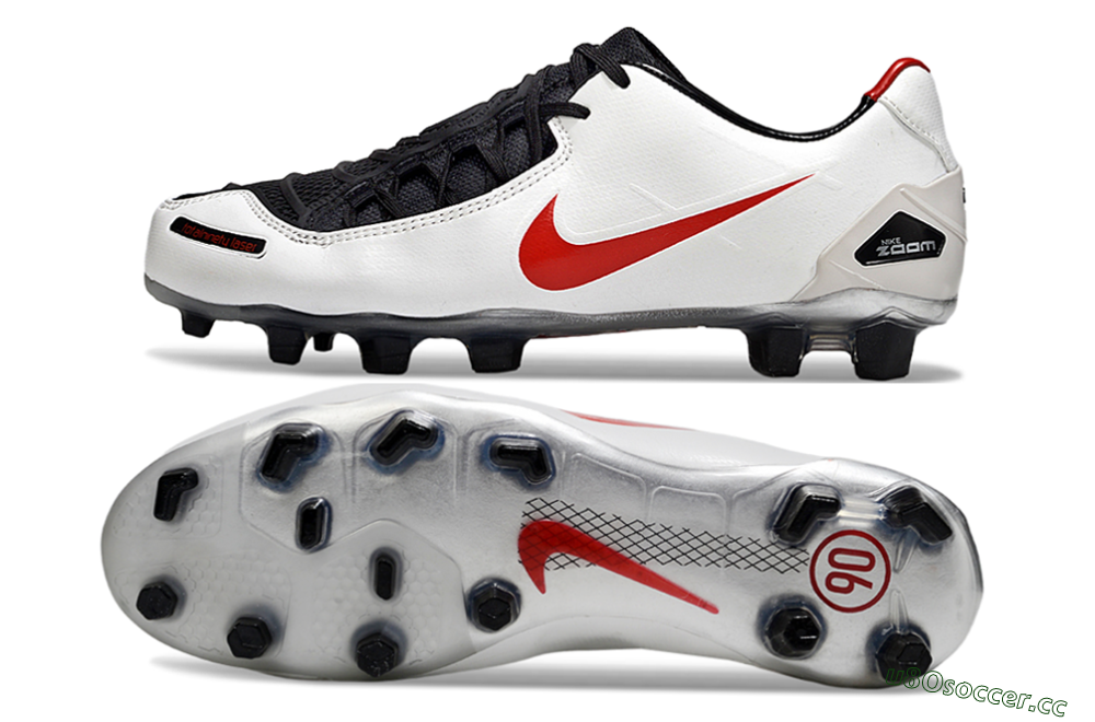 Men's Nike Air Zoom Total 90 III FG Firm Ground Low-Tops Football Boots - White/Red/Black 1