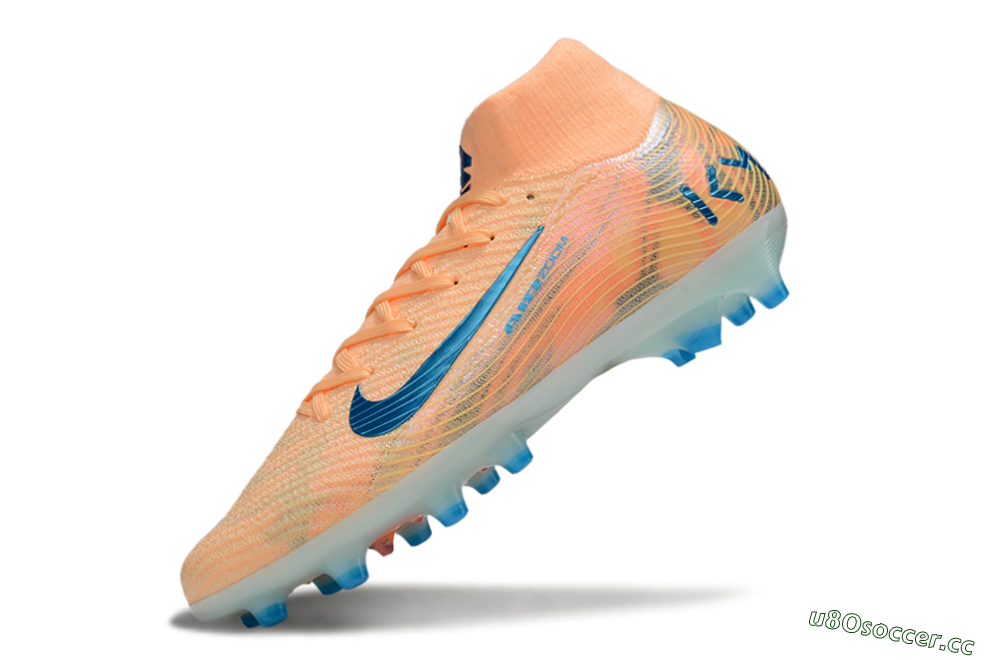 Unisex Nike Air Zoom Mercurial Superfly 10 Elite AG Artificial Grass High-Tops Football Boots - Pink/Blue/Whtie 5