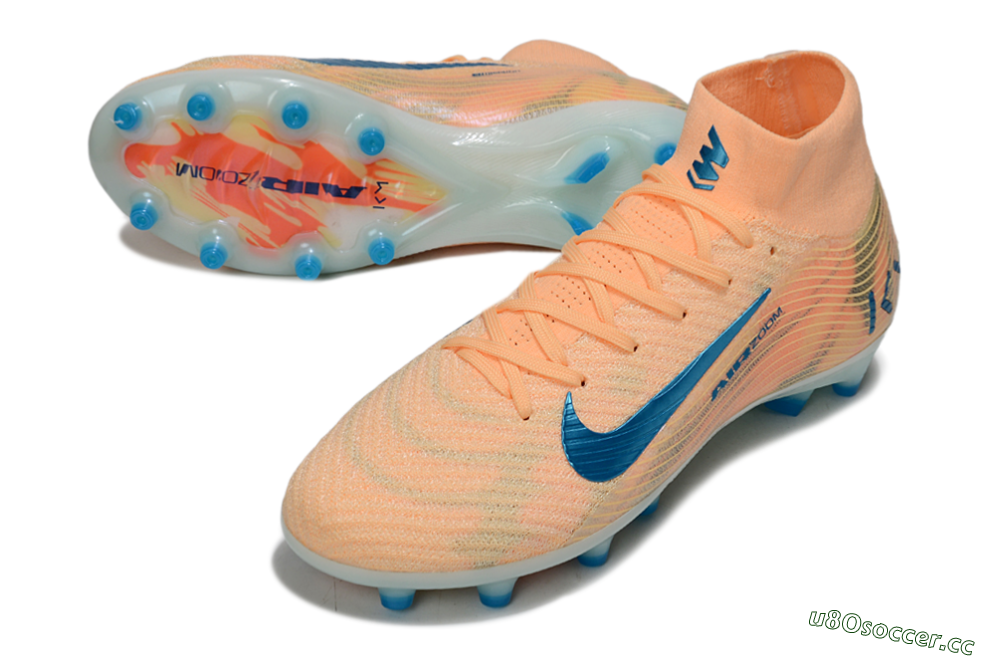 Unisex Nike Air Zoom Mercurial Superfly 10 Elite AG Artificial Grass High-Tops Football Boots - Pink/Blue/Whtie 3