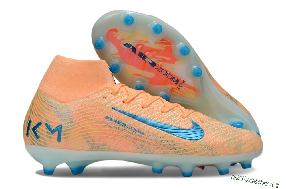 Unisex Nike Air Zoom Mercurial Superfly 10 Elite AG Artificial Grass High-Tops Football Boots - Pink/Blue/Whtie 2