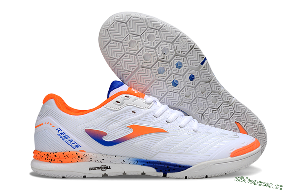 Men's Joma Top Flex IC Indoor & Futsal Low-Tops Football Shoes - White/Blue/Red 2