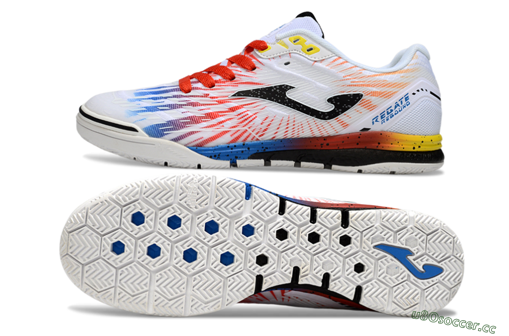 Men's Joma Top Flex IC Indoor & Futsal Low-Tops Football Shoes - White/Black/Red 1