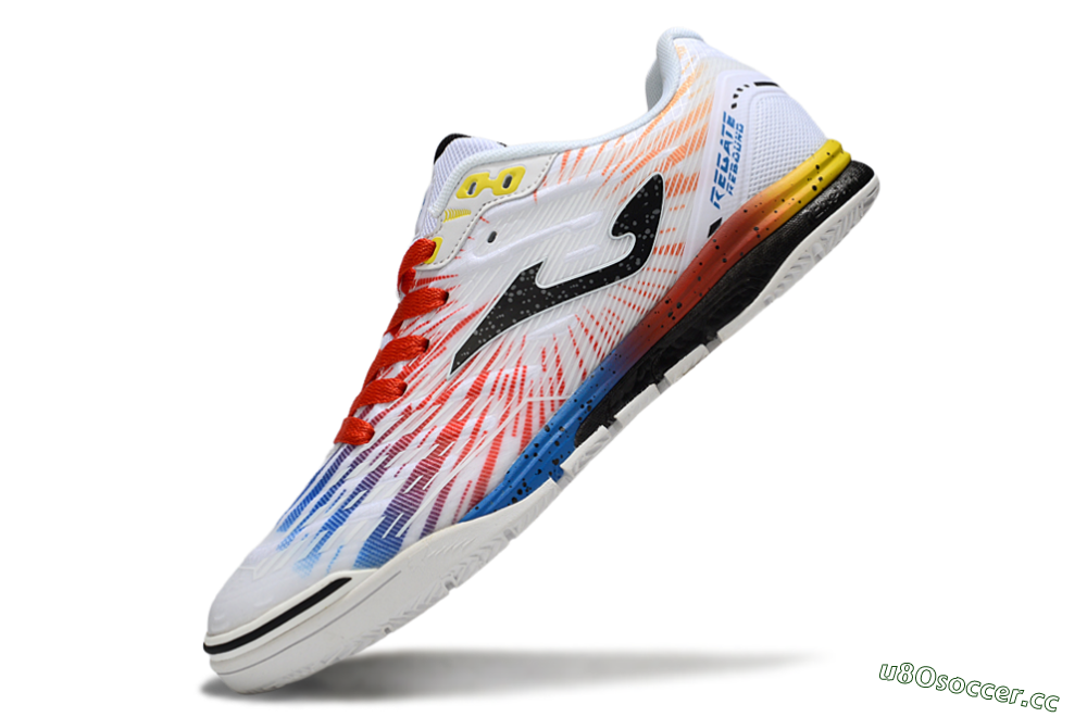 Men's Joma Top Flex IC Indoor & Futsal Low-Tops Football Shoes - White/Black/Red 5