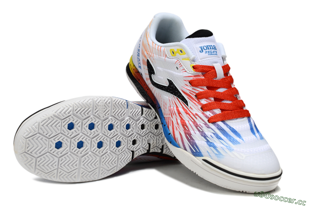Men's Joma Top Flex IC Indoor & Futsal Low-Tops Football Shoes - White/Black/Red 3