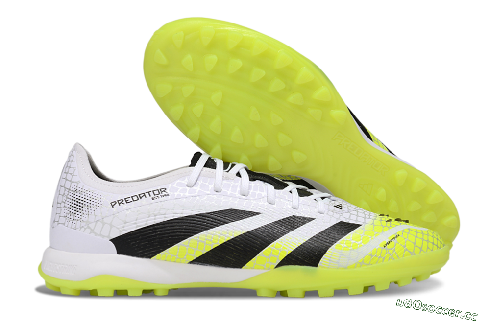 Men's Adidas Predator 25 Elite TF Artificial Turf Low-Tops Football Shoes - White/Black/Yellow 2