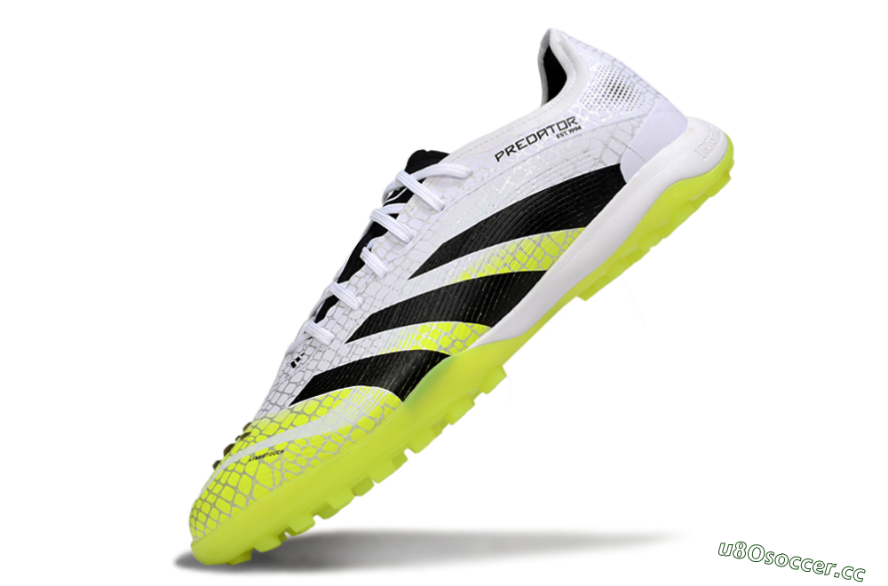 Men's Adidas Predator 25 Elite TF Artificial Turf Low-Tops Football Shoes - White/Black/Yellow 5