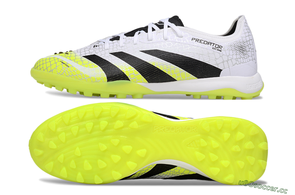 Men's Adidas Predator 25 Elite TF Artificial Turf Low-Tops Football Shoes - White/Black/Yellow 1