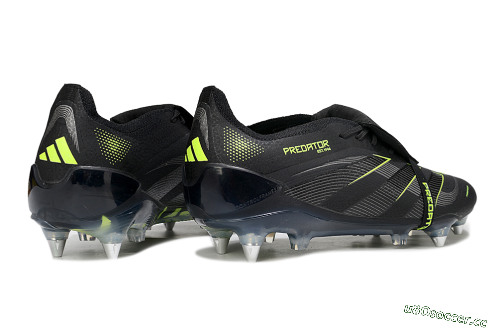 Men's Adidas Predator 25 Elite Foldover Tongue SG Soft Ground Low-Tops Football Boots - Black/Silver/Yellow 6