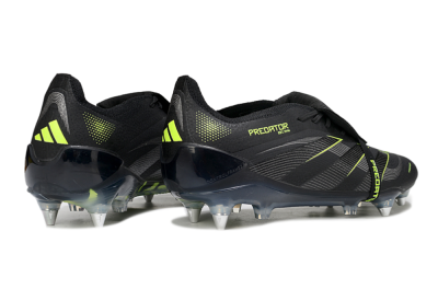 Men's Adidas Predator 25 Elite Foldover Tongue SG Soft Ground Low-Tops Football Boots - Black/Silver/Yellow