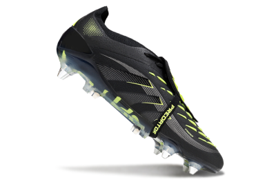 Men's Adidas Predator 25 Elite Foldover Tongue SG Soft Ground Low-Tops Football Boots - Black/Silver/Yellow