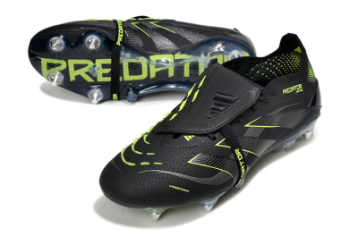 Men's Adidas Predator 25 Elite Foldover Tongue SG Soft Ground Low-Tops Football Boots - Black/Silver/Yellow
