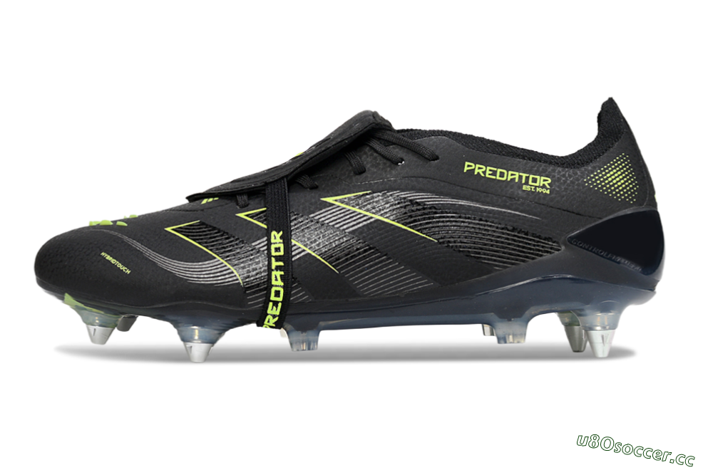 Men's Adidas Predator 25 Elite Foldover Tongue SG Soft Ground Low-Tops Football Boots - Black/Silver/Yellow 0