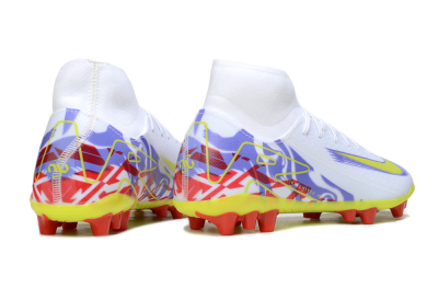 Men's Nike Air Zoom Mercurial Superfly 10 Academy AG Artificial Grass High-Tops Football Boots - White/Purple/Yellow