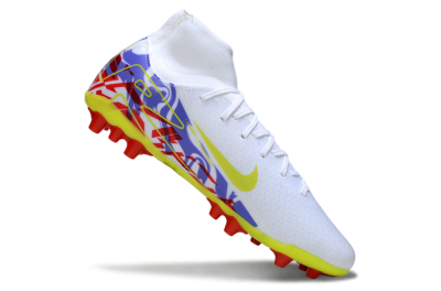 Men's Nike Air Zoom Mercurial Superfly 10 Academy AG Artificial Grass High-Tops Football Boots - White/Purple/Yellow