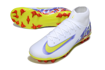 Men's Nike Air Zoom Mercurial Superfly 10 Academy AG Artificial Grass High-Tops Football Boots - White/Purple/Yellow