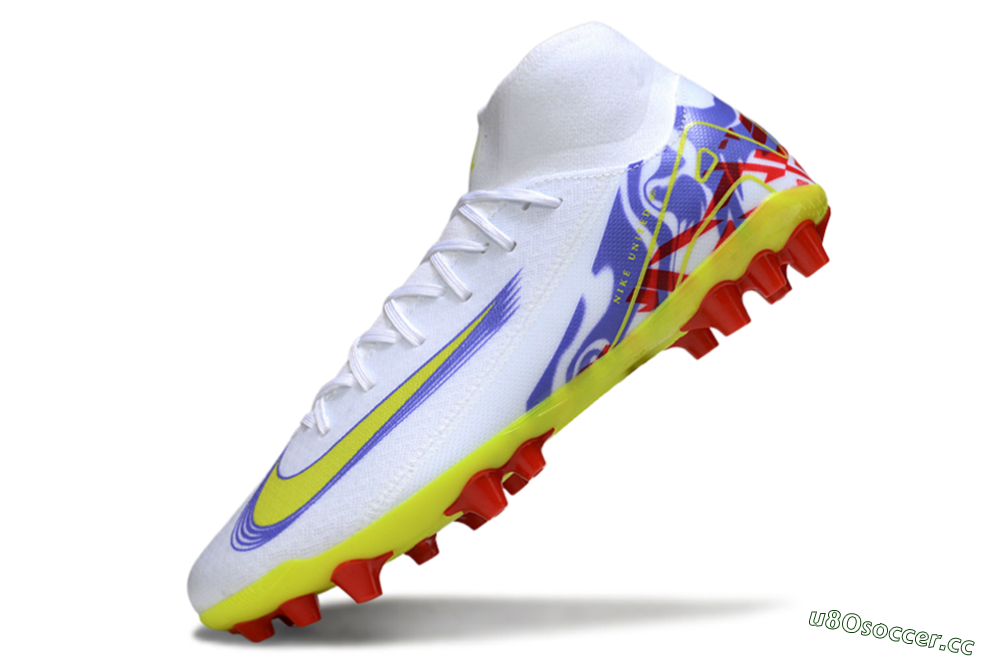 Men's Nike Air Zoom Mercurial Superfly 10 Academy AG Artificial Grass High-Tops Football Boots - White/Purple/Yellow 5