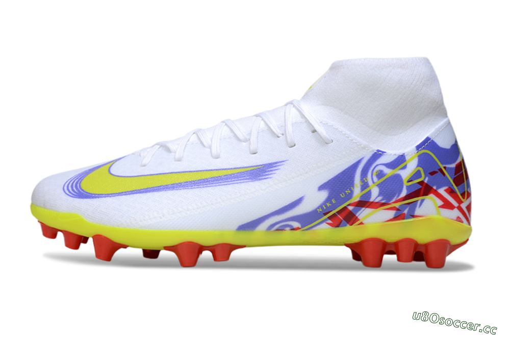 Men's Nike Air Zoom Mercurial Superfly 10 Academy AG Artificial Grass High-Tops Football Boots - White/Purple/Yellow 0
