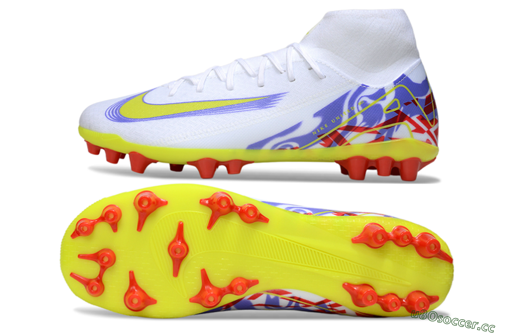 Men's Nike Air Zoom Mercurial Superfly 10 Academy AG Artificial Grass High-Tops Football Boots - White/Purple/Yellow 1