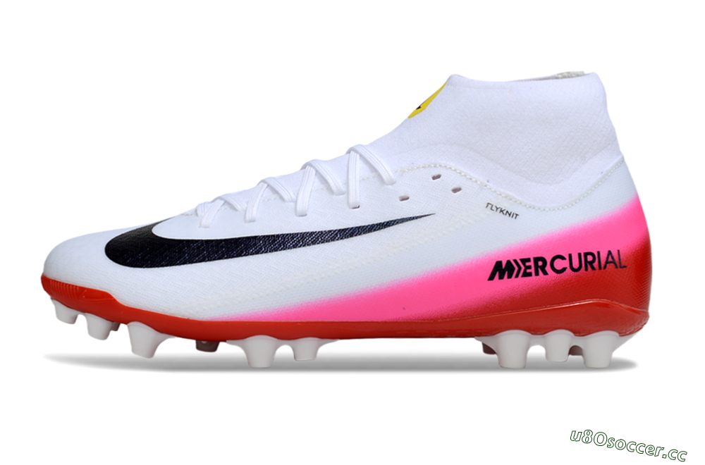 Men's Nike Air Zoom Mercurial Superfly 10 Academy AG Artificial Grass High-Tops Football Boots - White/Black/Pink 0