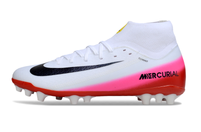 Men's Nike Air Zoom Mercurial Superfly 10 Academy AG Artificial Grass High-Tops Football Boots - White/Black/Pink
