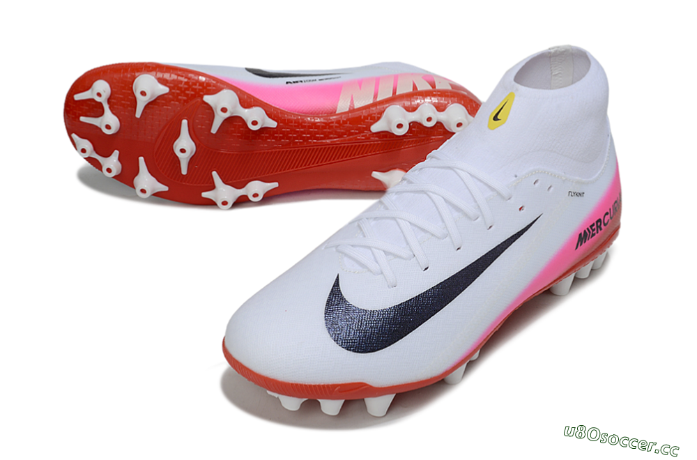 Men's Nike Air Zoom Mercurial Superfly 10 Academy AG Artificial Grass High-Tops Football Boots - White/Black/Pink 3