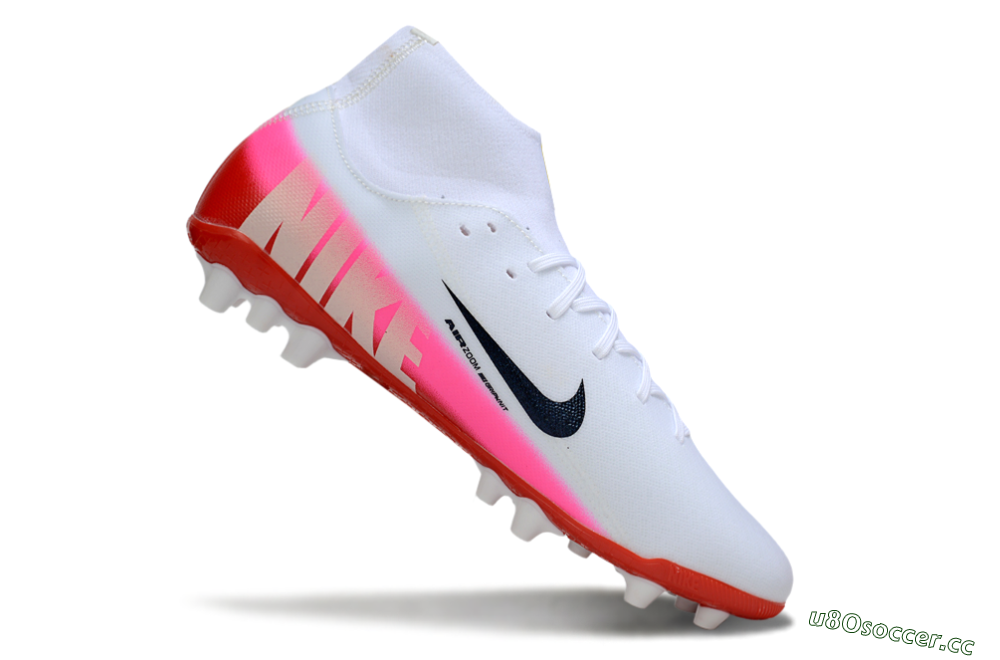Men's Nike Air Zoom Mercurial Superfly 10 Academy AG Artificial Grass High-Tops Football Boots - White/Black/Pink 4