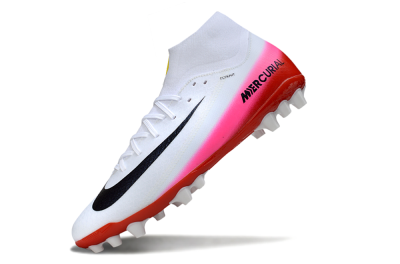 Men's Nike Air Zoom Mercurial Superfly 10 Academy AG Artificial Grass High-Tops Football Boots - White/Black/Pink