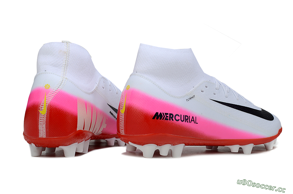 Men's Nike Air Zoom Mercurial Superfly 10 Academy AG Artificial Grass High-Tops Football Boots - White/Black/Pink 6