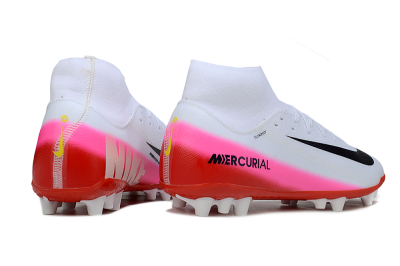 Men's Nike Air Zoom Mercurial Superfly 10 Academy AG Artificial Grass High-Tops Football Boots - White/Black/Pink