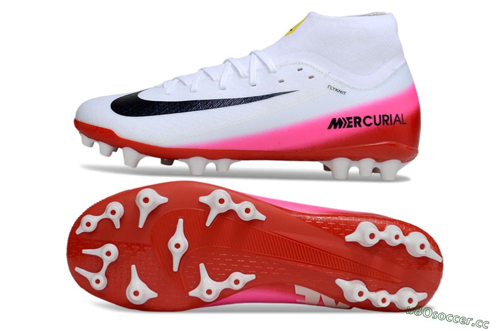 Men's Nike Air Zoom Mercurial Superfly 10 Academy AG Artificial Grass High-Tops Football Boots - White/Black/Pink 1