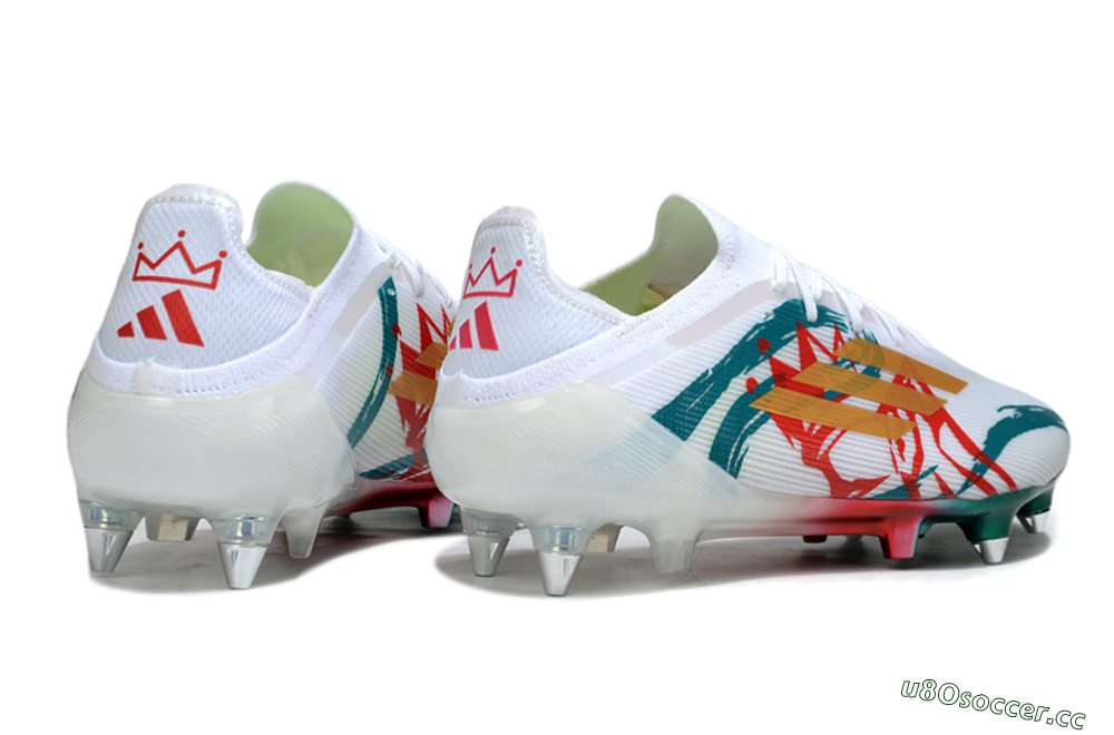 Men's Adidas F50 Elite SG Soft Ground Low-Tops Football Boots - White/Green/Gold/Red 6