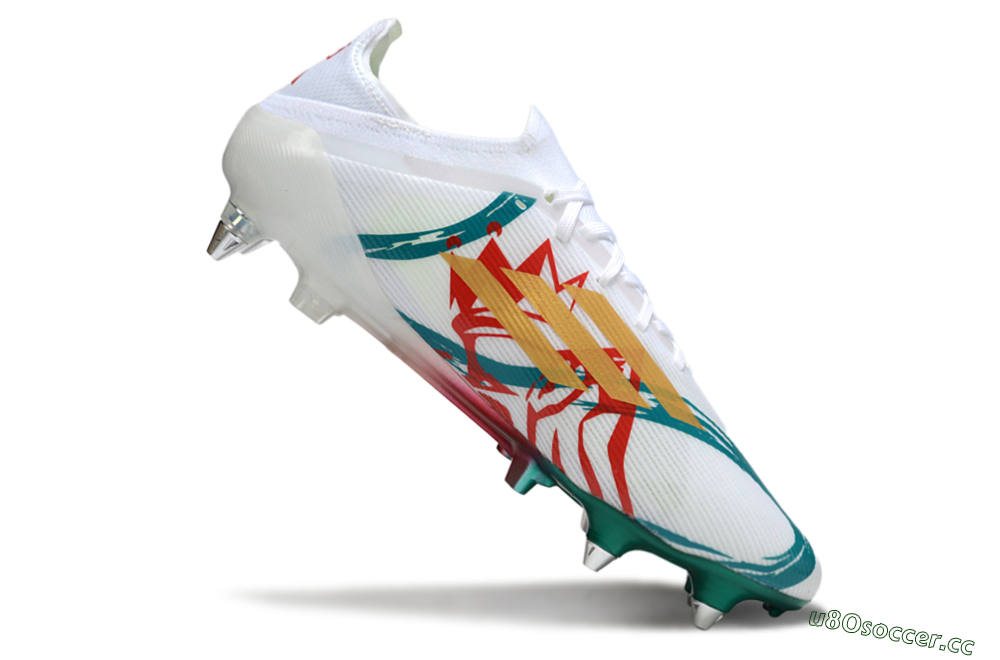 Men's Adidas F50 Elite SG Soft Ground Low-Tops Football Boots - White/Green/Gold/Red 4