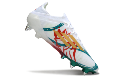 Men's Adidas F50 Elite SG Soft Ground Low-Tops Football Boots - White/Green/Gold/Red