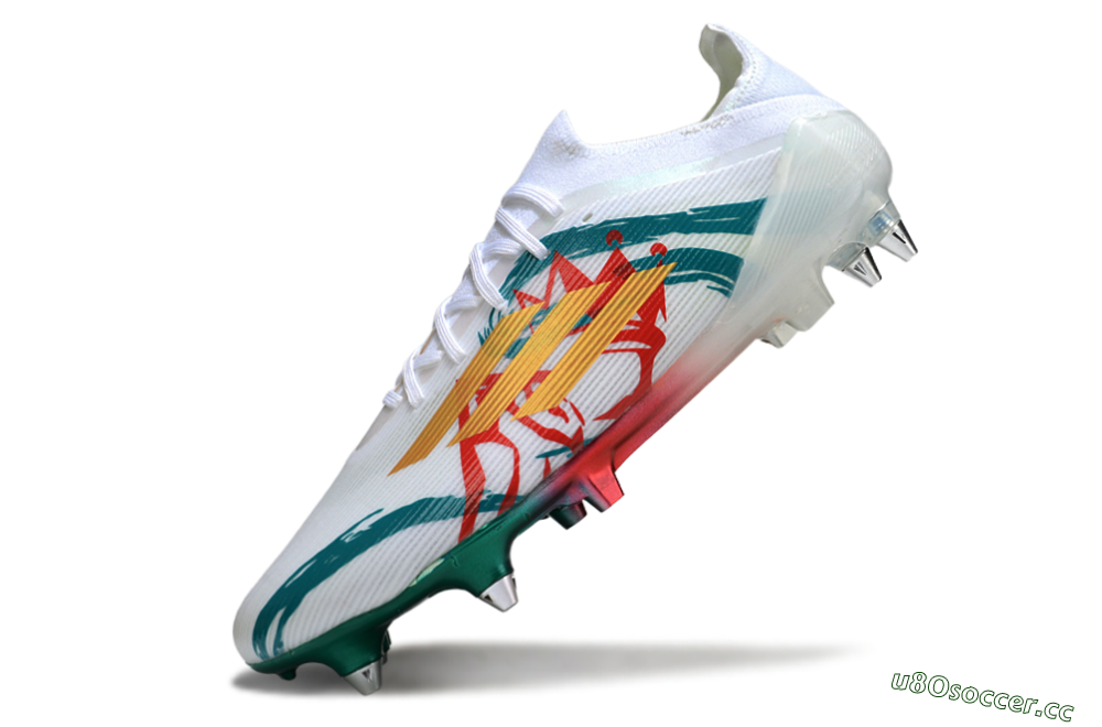 Men's Adidas F50 Elite SG Soft Ground Low-Tops Football Boots - White/Green/Gold/Red 5