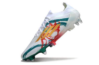 Men's Adidas F50 Elite SG Soft Ground Low-Tops Football Boots - White/Green/Gold/Red
