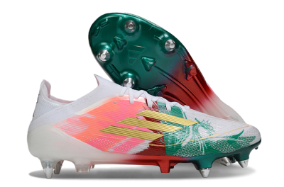Men's Adidas F50 Elite SG Soft Ground Low-Tops Football Boots - White/Green/Gold/Red
