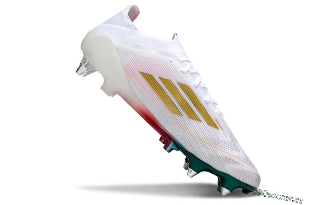 Men's Adidas F50 Elite SG Soft Ground Low-Tops Football Boots - White/Green/Gold/Red 4