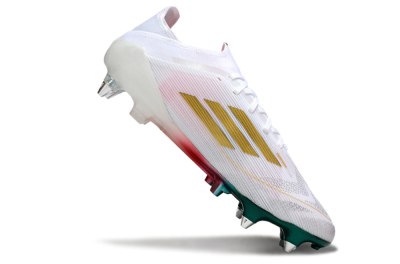 Men's Adidas F50 Elite SG Soft Ground Low-Tops Football Boots - White/Green/Gold/Red