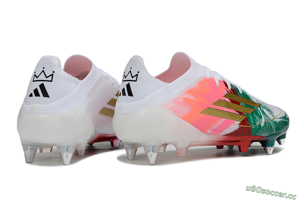 Men's Adidas F50 Elite SG Soft Ground Low-Tops Football Boots - White/Green/Gold/Red 6