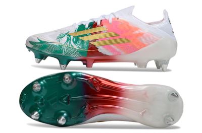 Men's Adidas F50 Elite SG Soft Ground Low-Tops Football Boots - White/Green/Gold/Red