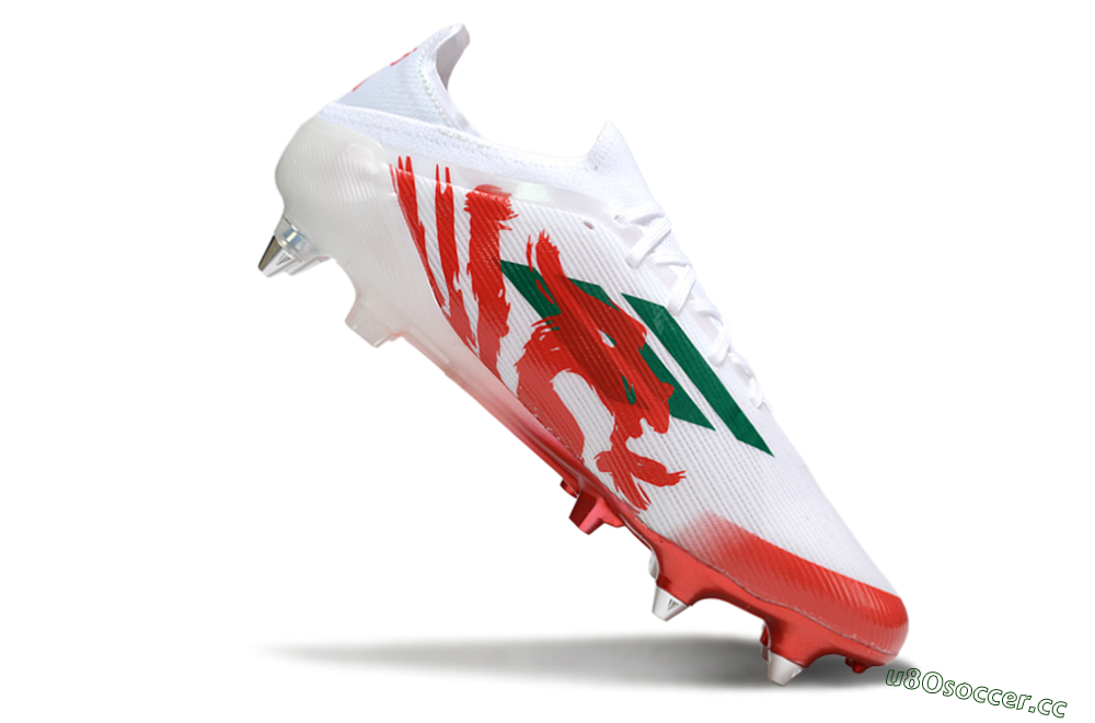Men's Adidas F50 Elite SG Soft Ground Low-Tops Football Boots - White/Green/Red 4
