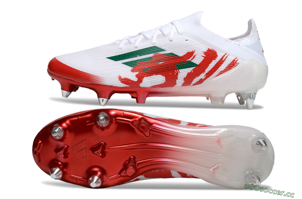 Men's Adidas F50 Elite SG Soft Ground Low-Tops Football Boots - White/Green/Red 1