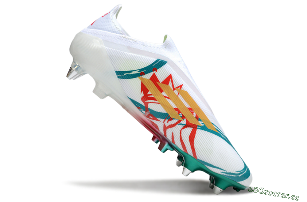 Men's Adidas F50 Elite Laceless SG Soft Ground Low-Tops Football Boots - White/Green/Gold/Red 4