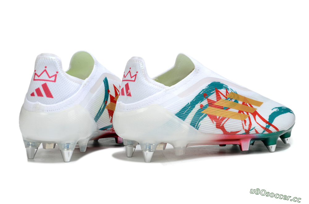 Men's Adidas F50 Elite Laceless SG Soft Ground Low-Tops Football Boots - White/Green/Gold/Red 6