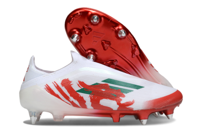 Men's Adidas F50 Elite Laceless SG Soft Ground Low-Tops Football Boots - White/Green/Red