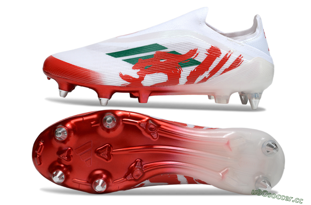 Men's Adidas F50 Elite Laceless SG Soft Ground Low-Tops Football Boots - White/Green/Red 1